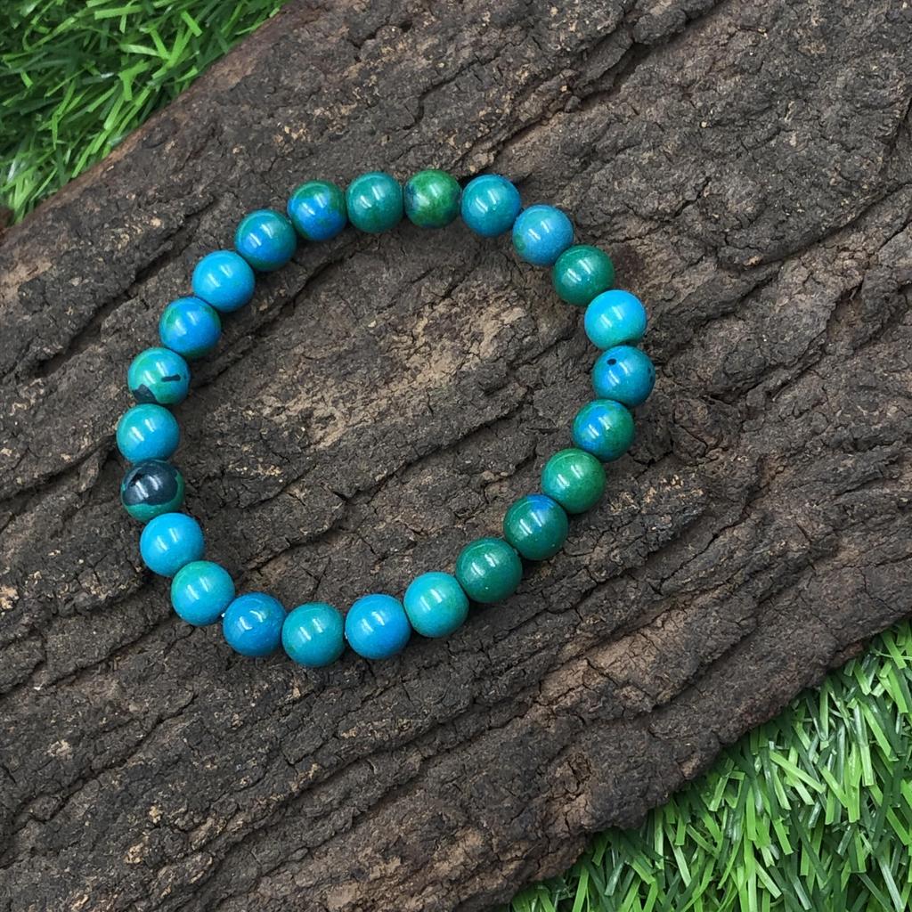 8mm Natürlicher Chrysokoll Edelstein Runde Perlen Partywear Stretch-Armband 7,5" Geschenk für die Liebe RBB-47