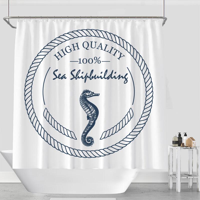 Vattentät duschdraperi med maritim ankare och medelhavsmotiv