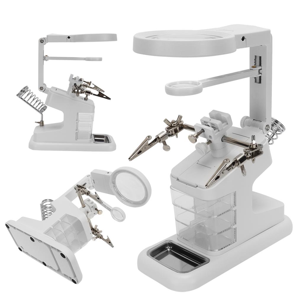 Desktop LED Hands Free Magnifying Glass for Reading Inspection Soldering RepairingWhite