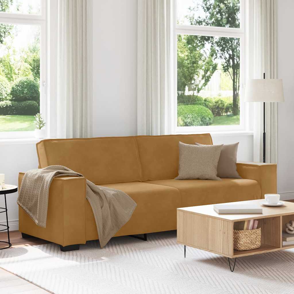 3 Seater Sofa in Brown 220 x 78 x 84 cm Velvet