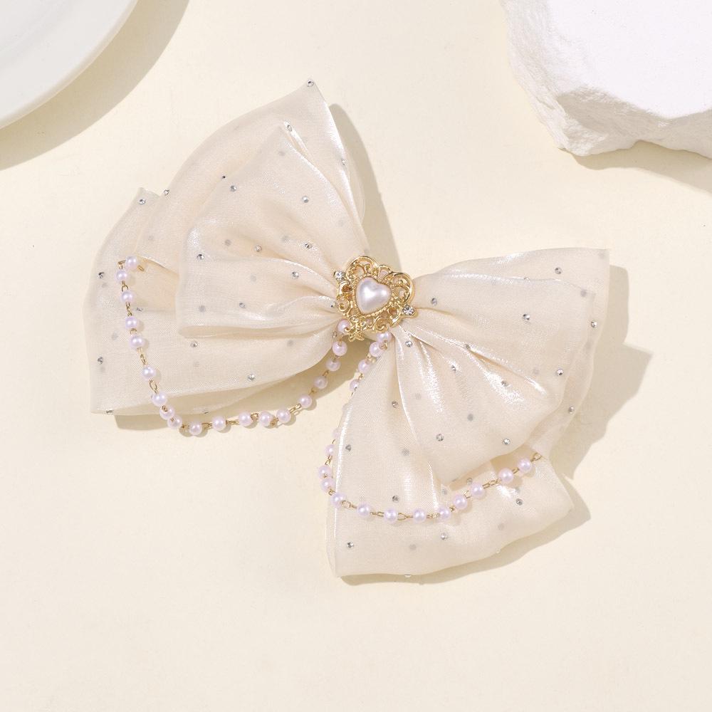 Girls' Rhinestone Pearl Bow Hair Clip: Cute Tassel Updo Accessory