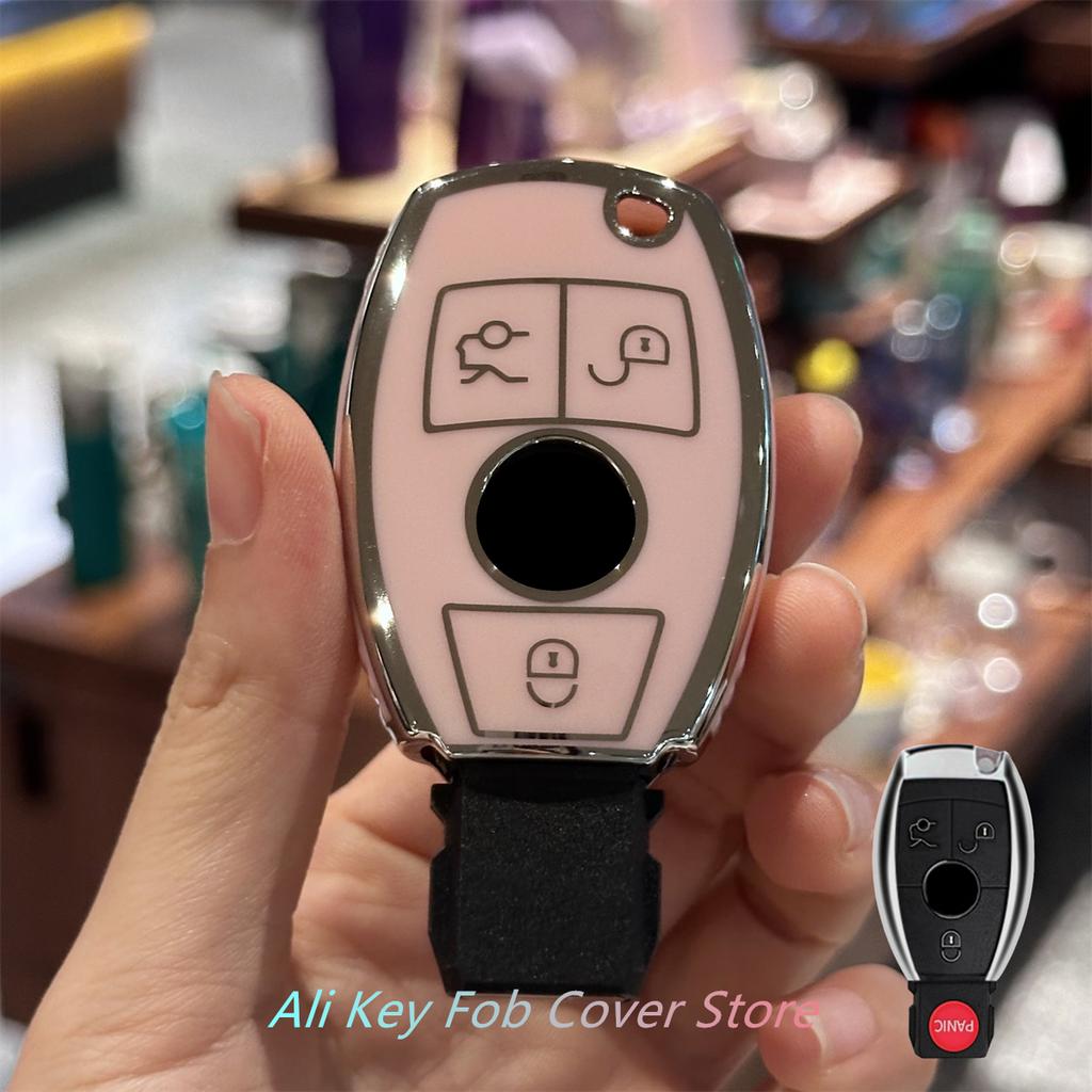 Key Fob Cover Leather Keychain for Mercedes Benz C E M S CLS CLA GLK GLA GLC GLE AMG Class Girly Cute TB7