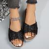 Fashion 2025 Fashionable Sequins Slippers Women Outside Fashion Summer Flat Bottom New Non-slip Internet Celebrity Flip-flops Slippers