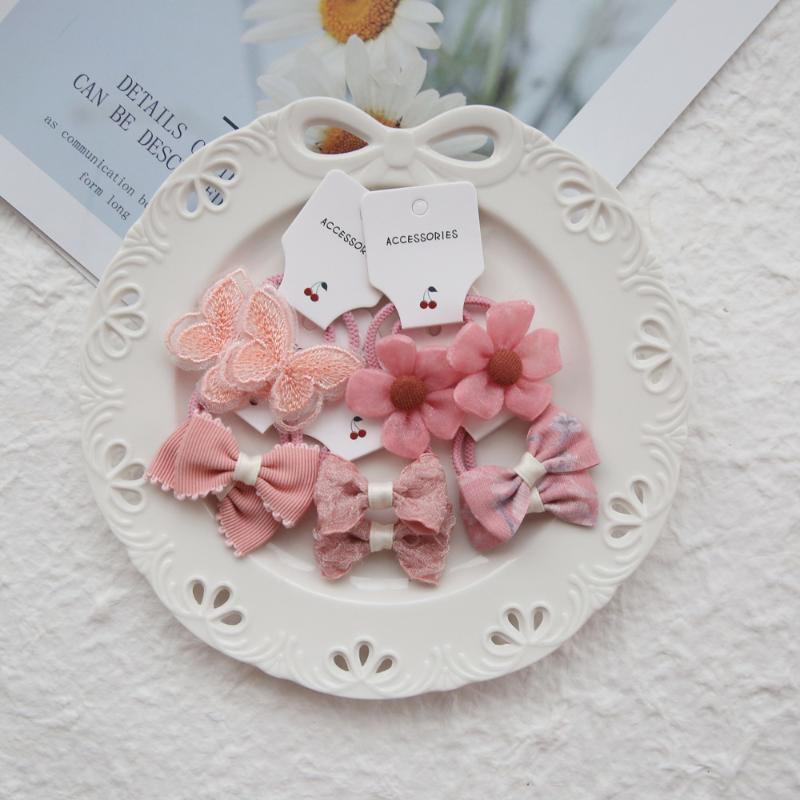 10Pcs Trendy Handmade Elastic Lovely Hairbands Children'S Flower Hair Accessories Hair Bow Headwear Rope Cute Girls Hair Bands