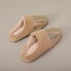 Imitation Fur Shiny Leather Cotton Slippers for Men and Women In Autumn and Winter, Anti Slip, Warm and Thick Fur Confinement Shoes, Bedroom Slippers