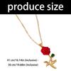 Handmade Velvets Rose Pendant Necklace Gold Tone Floral Jewelry Metal Chain Perfect Floral Accessory