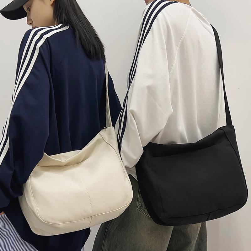 Canvas Bag Solid Color One Shoulder Crossbody Bag