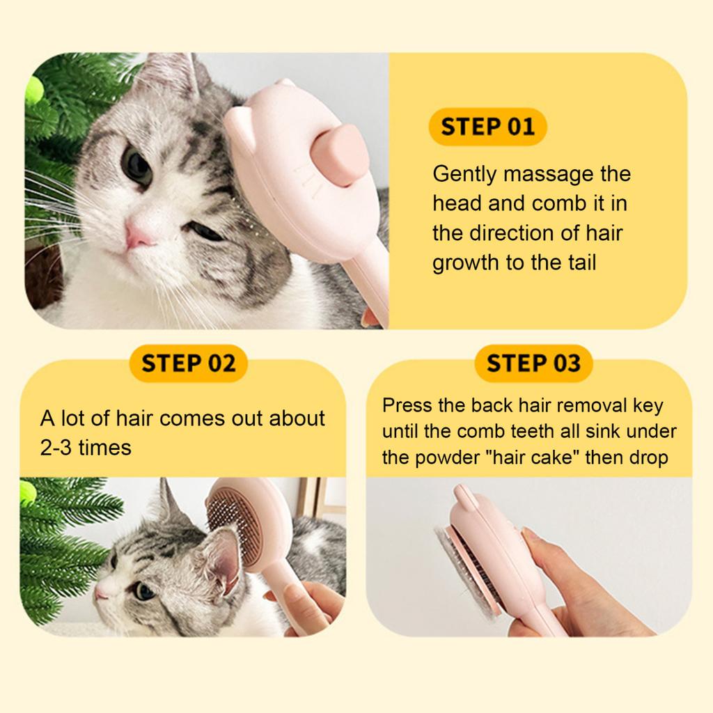 Yousheng Pet Slicker Brush Self Cleaning Shedding Brush Cat Floating Hair Removal Massage Comb Pet Grooming Accessory for Dogs Cats