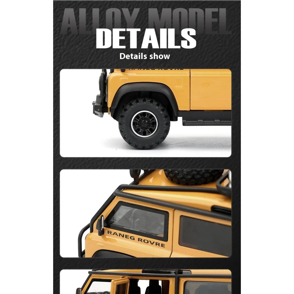 With Base 1/32 Land Rover Defender Off-Road Vehicle Die-cast Metal Camper Van Model Children's Toy Car Boy Gift Ornaments