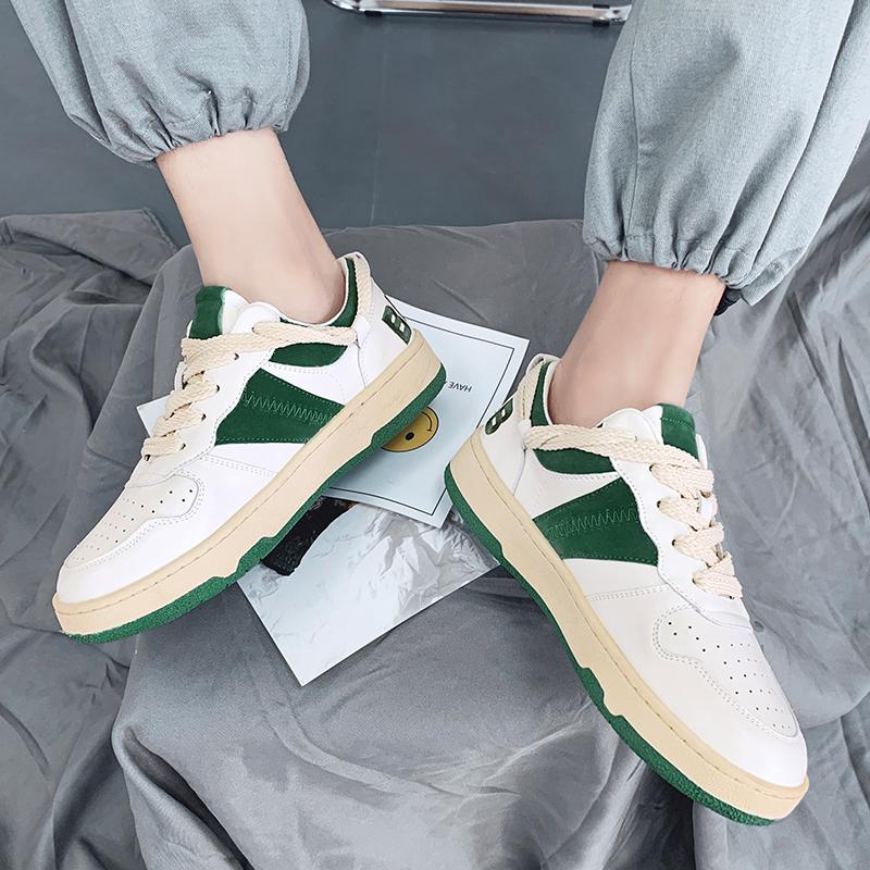 Sommer Allround Herren Freizeit Skateboard Schuhe Stoßdämpfend Abriebfest Bequeme Flache Schuhe Runde Zehenpartie Schnür-Sneakers