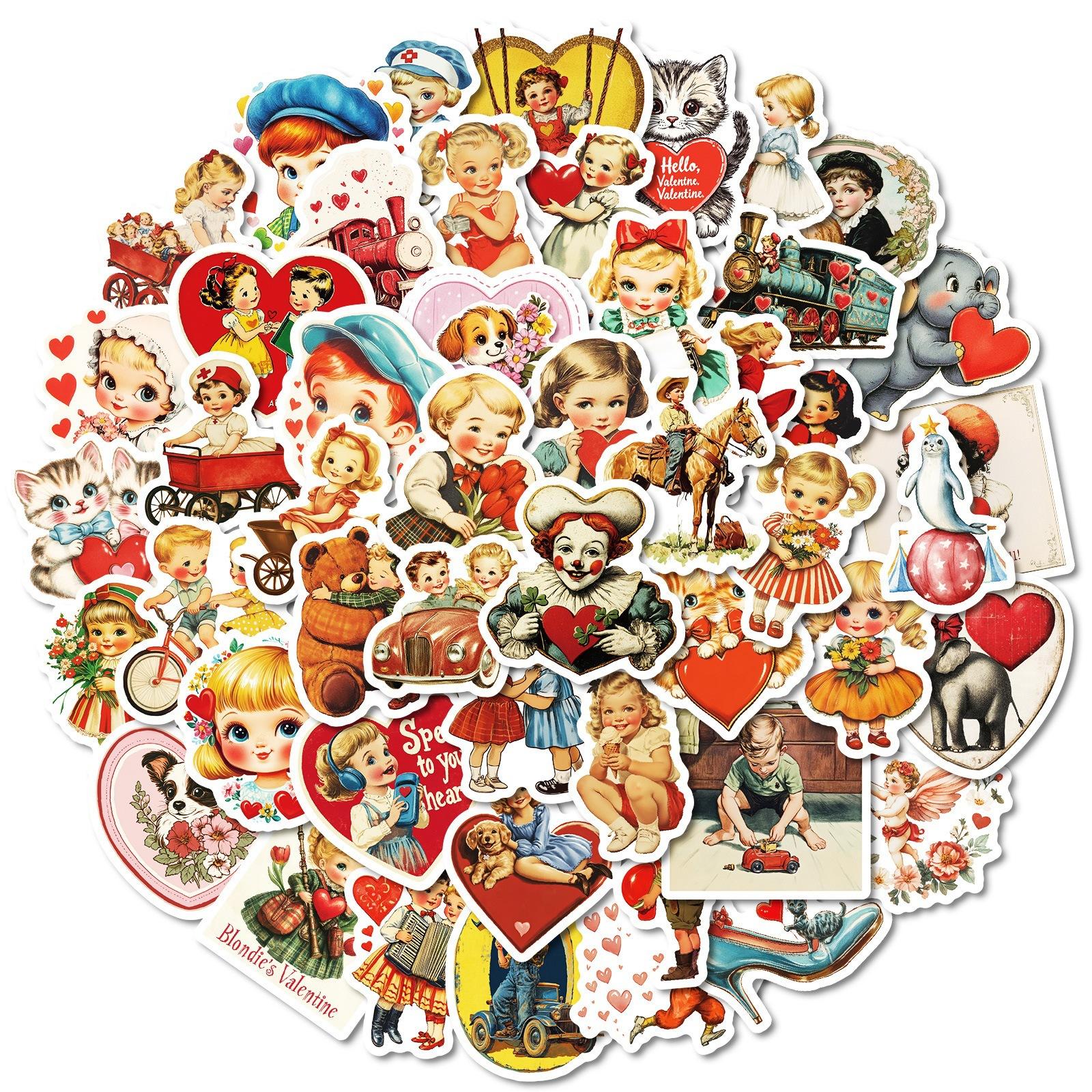 

Cross-level 50 Retro American Children s Pp Stickers Waterproof Special Stickers Cartoon Girl Laptop Decoration