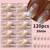 120-Piece Short Colored French False Nails - Removable Nail Art Set