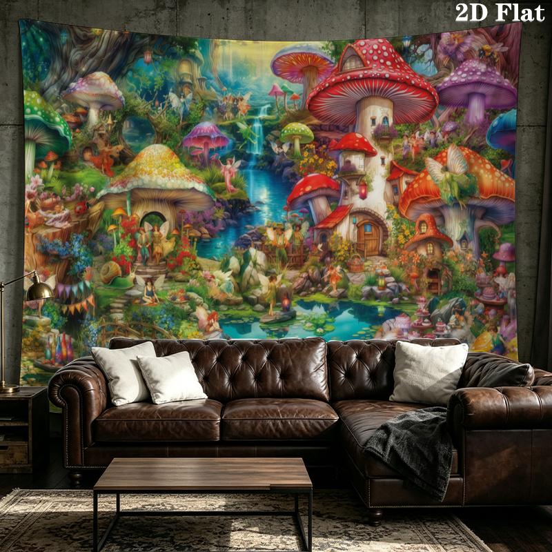 Fairyland Wonderland Wall Tapestry Aesthetic Wall Hanging Printed Fabric Blanket Decorative Tapestries for Bedroom Living Room Home Decor