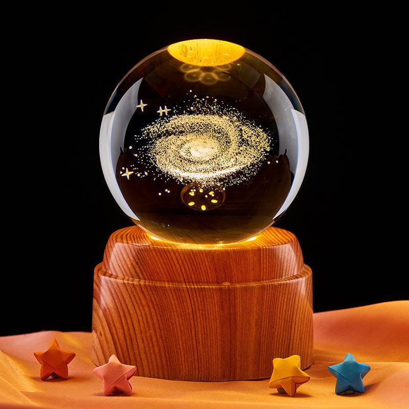 Starry Sky Solar System Crystal Night Light - Luminous Glass Ball Ornament for Kids' Birthdays