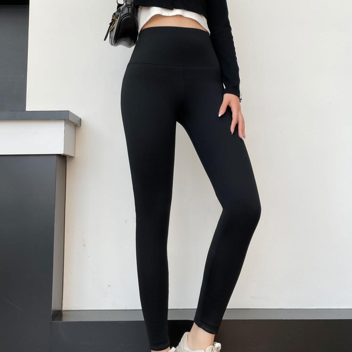 

Зимние утолщенные флисовые леггинсы с высокой талией и эффектом коррекции фигуры XL чёрный