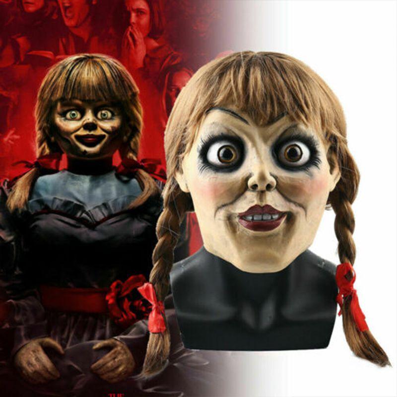 Annabelle Halloween Maske Terror Latex Cosplay Kopfbedeckung Requisiten Gruseliges Kostüm