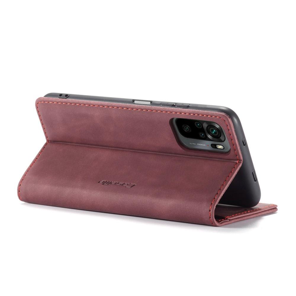 CASEME case for Xiaomi Redmi Note 10 / 10S, Leather Wallet Case, burgundy