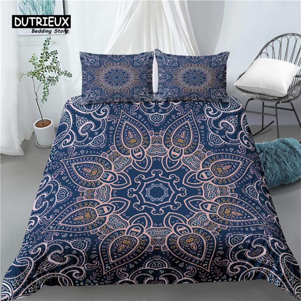 Home Living Luxury 3D Mandala Print 2/3Pcs Comfortable Duvet Cover PillowCase Bedding Sets Queen and King EU/US/AU Size