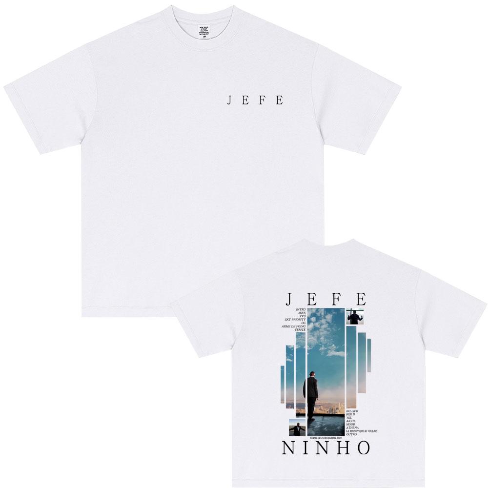 Rap Singer Ninho Jefe Pattern T-shirt 2025 Summer Men's Women's Fashion Super Street Headwear Hip-hop Pop Music Cotton T-shirt