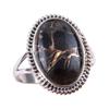 Natural Black Copper Turquoise Gemstone 925 Solid Sterling Silver Ring S.10 l0P91