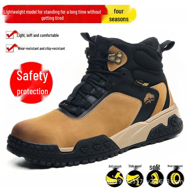 Men's Breathable Wear-Resistant Steel Toe Work Shoes - Comfortable, Anti-Smash, Anti-Puncture, Insulated Construction Footwear.