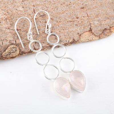Rose Quartz Jewelry, 925 Solid Sterling Silver Earrings Handmade Gemstone Jewelry, Gifts For Wife Brand New Earrings For Gift