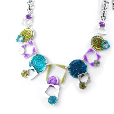 [H8965] - Designer Necklace 'Les Acidulés' Green Purple