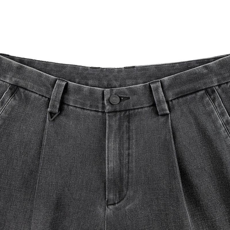 Qipai Men's Relaxed Fit Straight-Leg Ankle Jeans