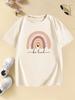 Interesting Rainbow Cartoon Print T-Shirt Children’s Summer and Spring Casual Top Short Sleeve