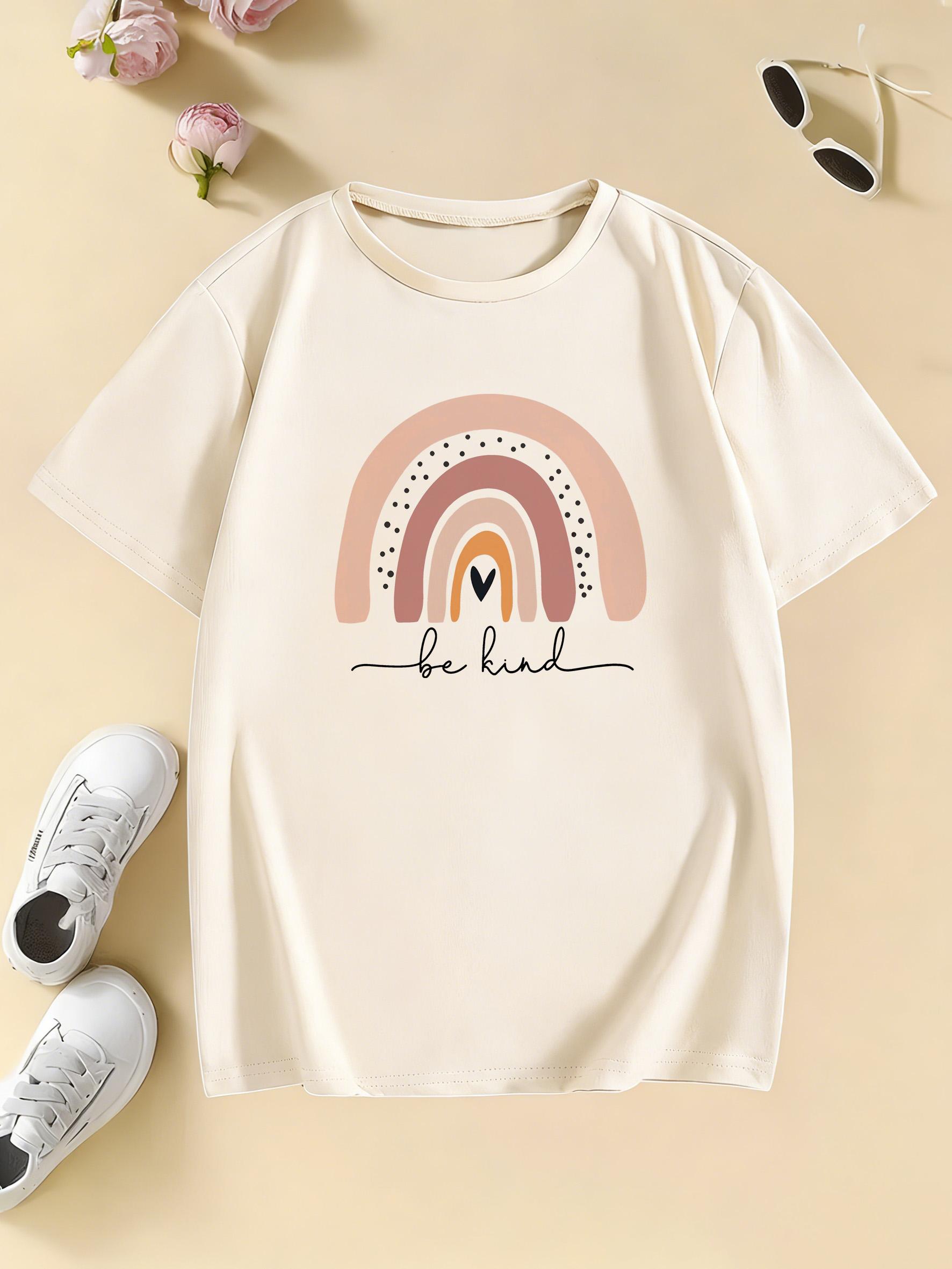 Funny Rainbow Cartoon Print Stylish Design T Shirts Kids Childrens Tshirt Boys Girls Summer Spring Casual Top Tee 110