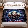 Skull Gothic Theme Soft Blanket Personalized Custom Name Text Print Warm Blanket Home Sofa Bedroom Decor
