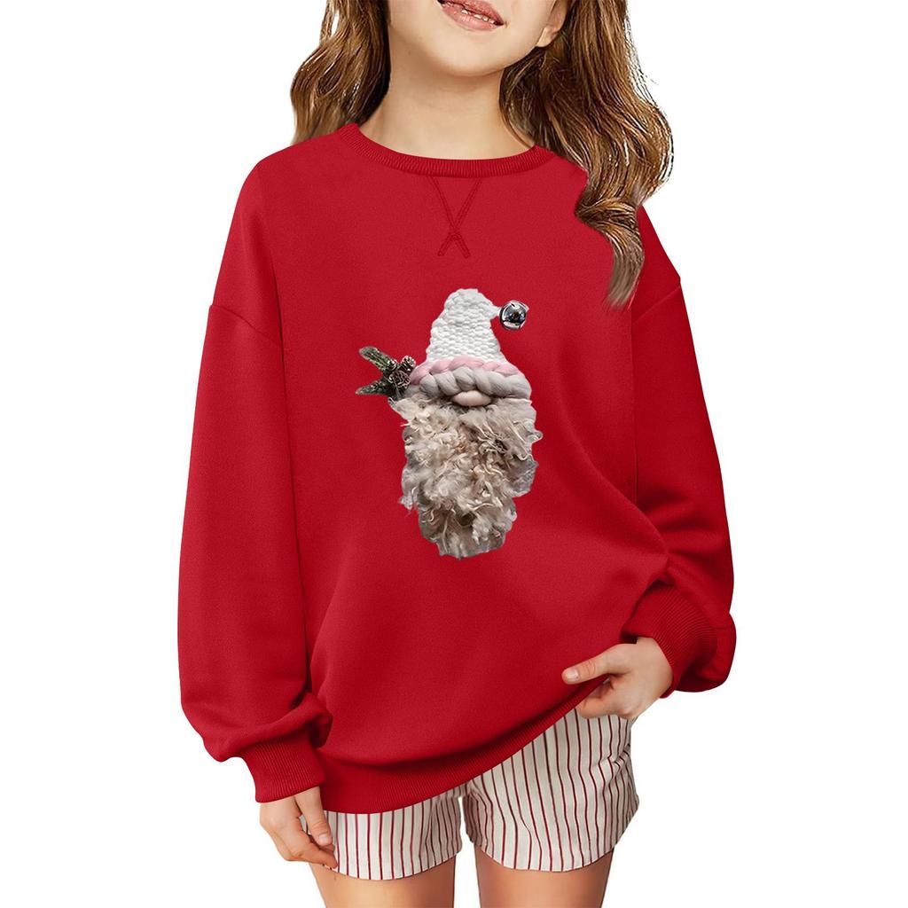 Children's Fashionable Casual Long-sleeved Loose Christmas Print Pullover Sweatshirt