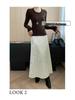 Sinan Retro High-Waist Luminous Velvet A-Line Skirt with Gold Snowflake Design