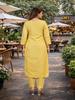 Women Yellow Roman Silk Kurta Pant Set | Embroidered 2 Piece Indian Outfit