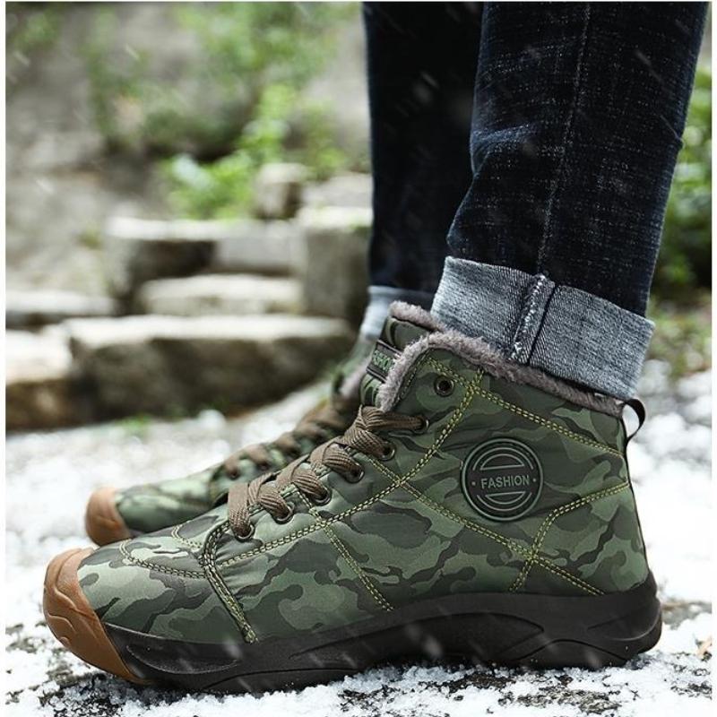 Men Ankle Boots Waterproof Winter Warm Plush Snow Boots Men Outdoor Sneaker Work Boots Male Quilted Boots Big Size 46 47