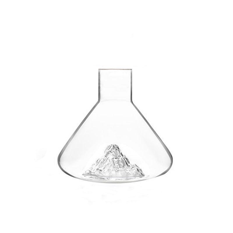 Crystal Waterfall Iceberg Wine Decanter Set with Golden Mountain Design
