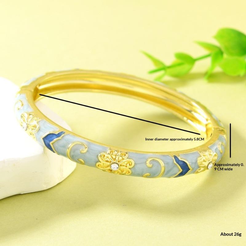 Oriental Bracelets Chinese Cloisonne Enamel Bracelet Traditional Flower Bangle Ethnic Vintage Women'S Hand Jewelry Gift