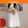 Elegant Chiffon Sleeveless Dress With Bow Tie For Office Women