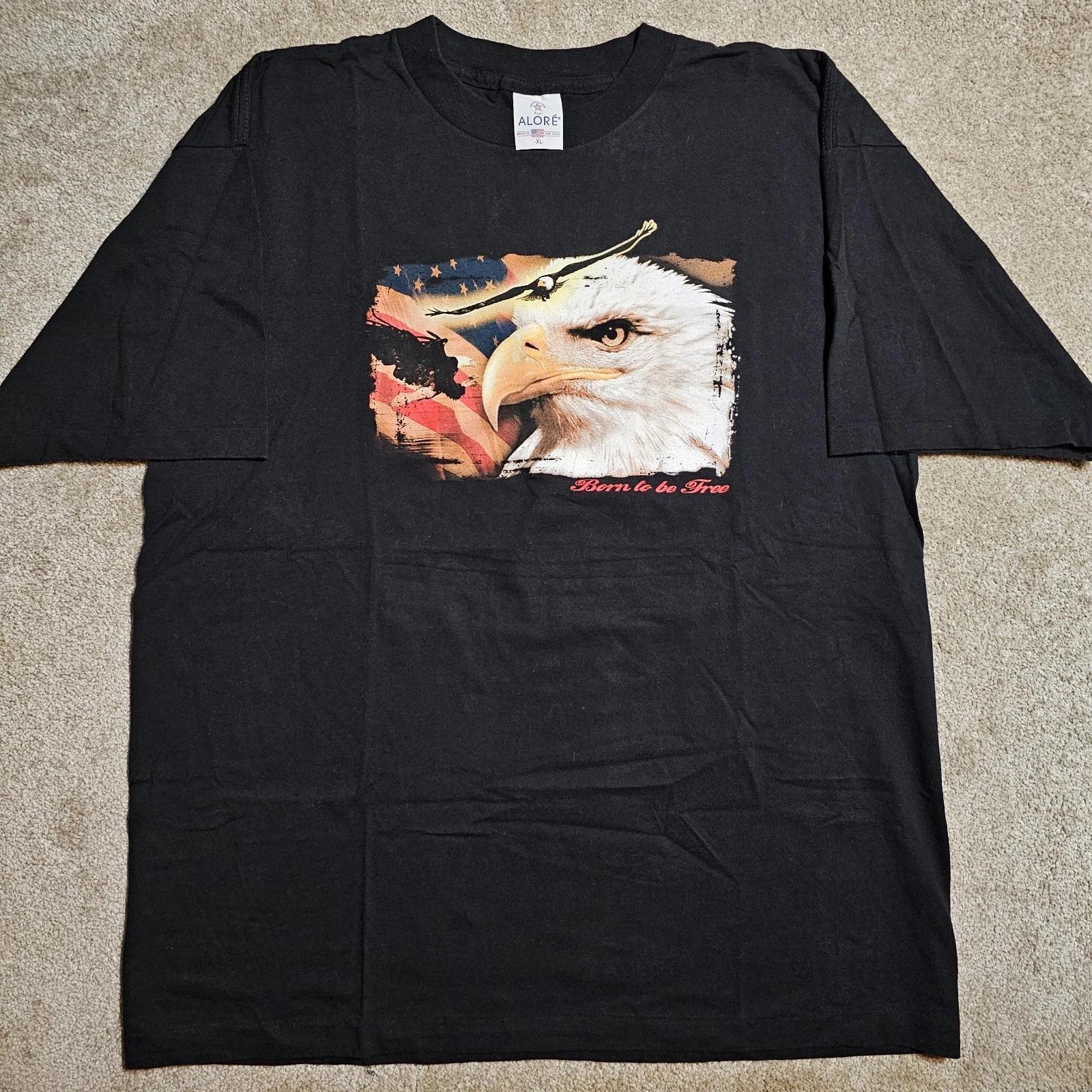

Vintage 90s Born To Be Free Eagle USA T-shirt Mens XL Alore Grunge Punk Single 2XL