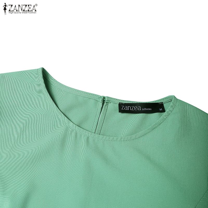 ZANZEA Lässiges Sommerkleid mit Rundhalsausschnitt und kurzen Ärmeln für Damen