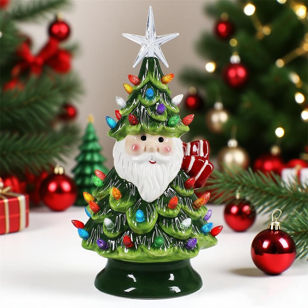 Resin Christmas Tree Desktop Christmas Tree Lights Lights  Claus Christmas Tree Decorations