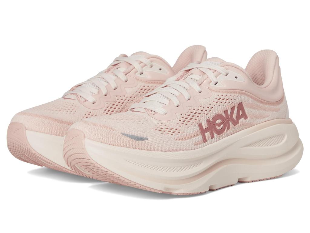 HOKA Bondi 9 Wide Track Field Running Size Greyish Pink x Pale Pink Women's & Shoes, 25.0,