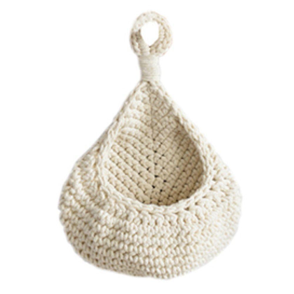 Cotton Rope Wall Hanging Fruit Baskets Breathable Boho Onion Container Vintage storage bag  Ginger