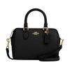 Rowan Gold Logo Brand Print Pebbled Leather Bowling Bag Shoulder Crossbody Tote Small Women's Black