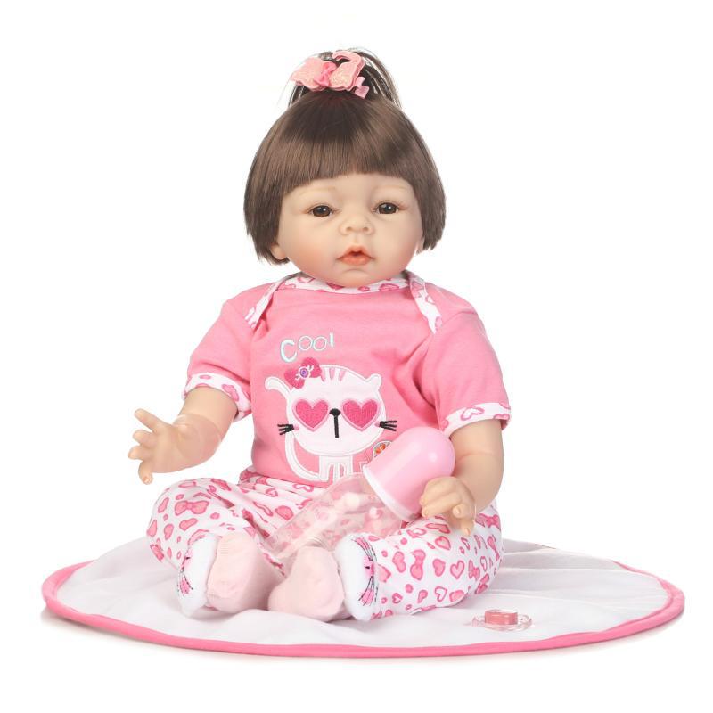 NPK Lifelike Soft Cloth Doll - Cute Girl Baby Simulation Toy 55 cm