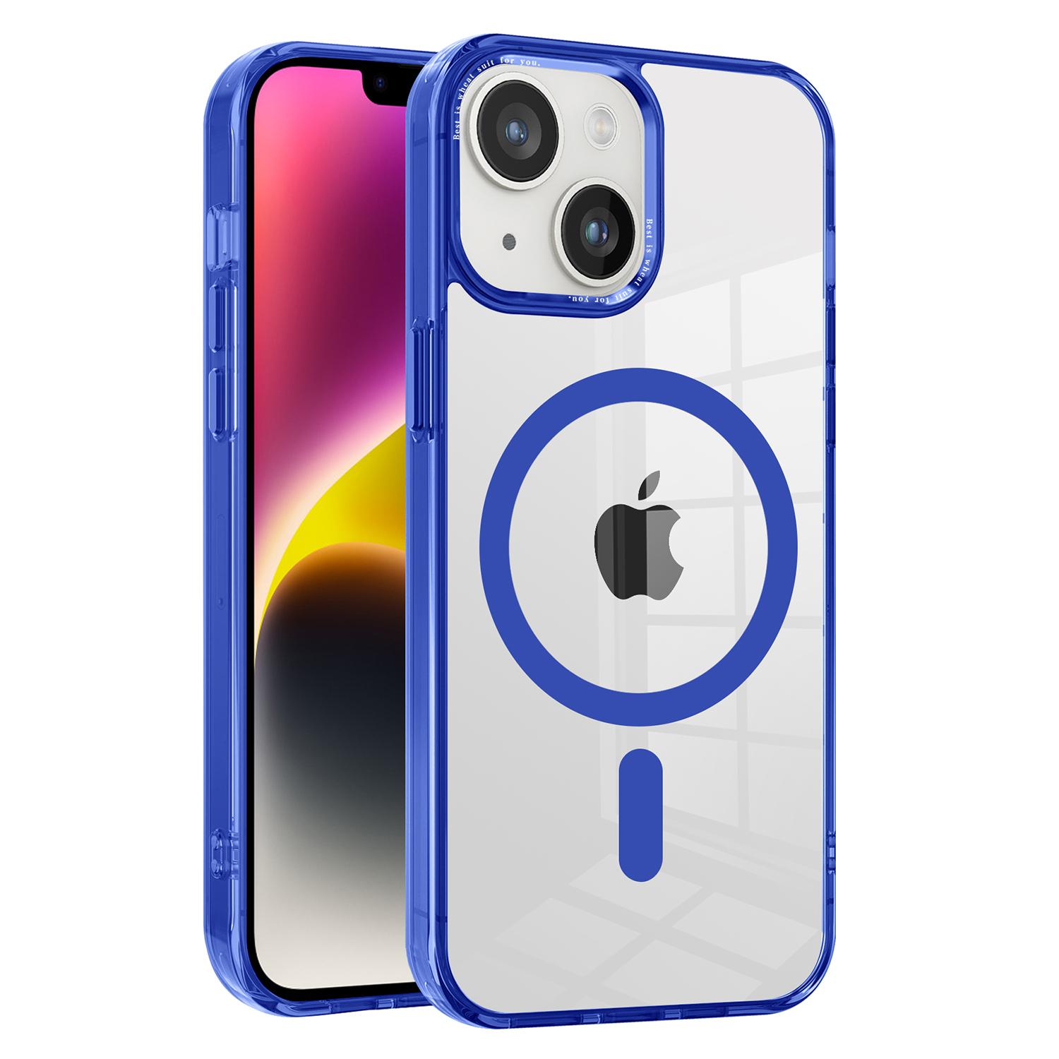 

Compatible with MagSafe Phone Case for iPhone 14,Transparent PC+TPU Magnetic Phone Cover Blue