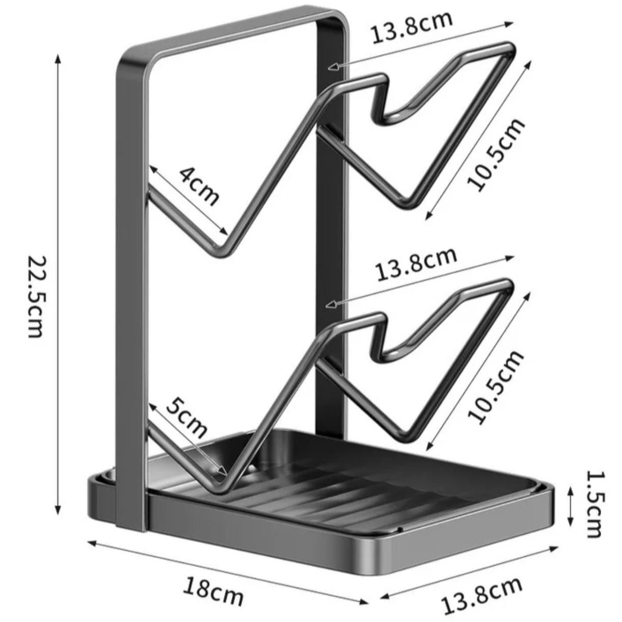 Kitchen Lid Storage Rack 304 Stainless Steel Lid Rack Multifunctional Kitchen Lid Storage Device with Detachable Drip Tray