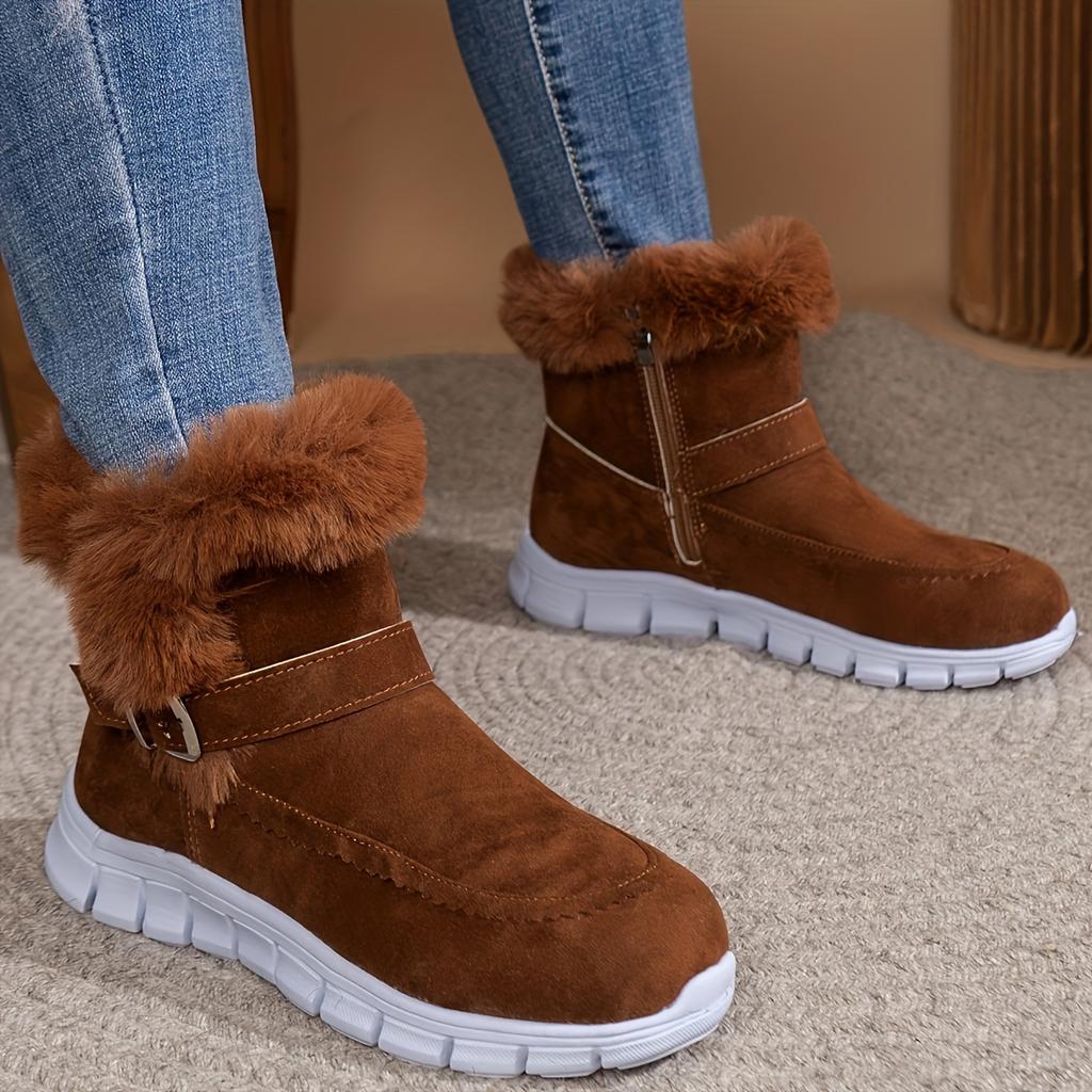 Winter Women's Low-Top Winter Snow Boots Warm Fleece-Lined Dress Boots with Anti-Skid Short Boots