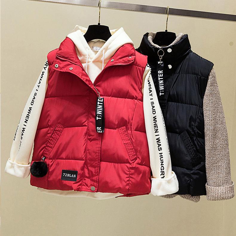 Herbst Winter Große Größe Kurze Baumwolle Weste Mäntel Weibliche Student Koreanische Version Jugend Verdickt Gepolsterte Jacke Weste