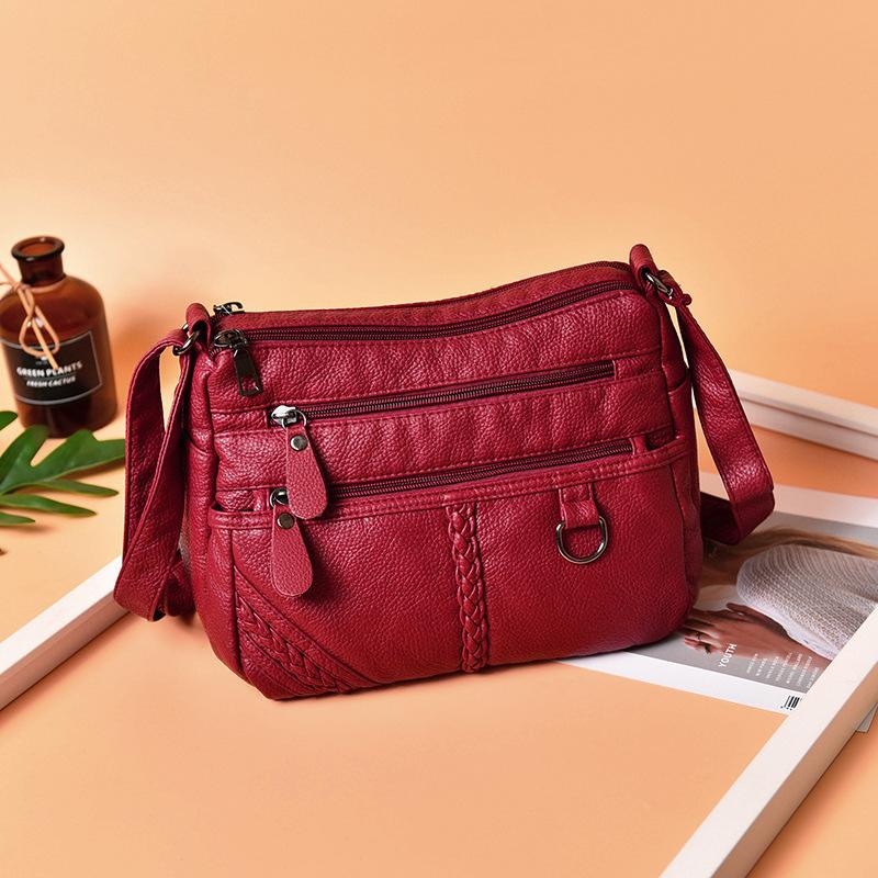 New Fashion Trend Mother Bag Portable Large Capacity Middle-aged and Elderly Women's Bag Soft Leather Anti-splashing Single Shoulder Messenger Bag